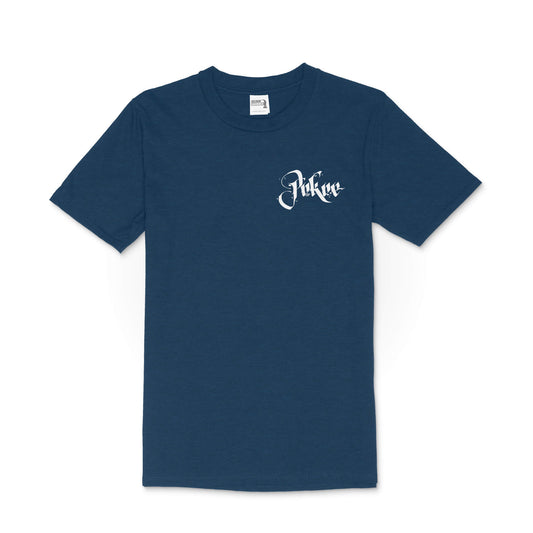 POKOE T-SHIRT Navy blauw KALIGRAFIE